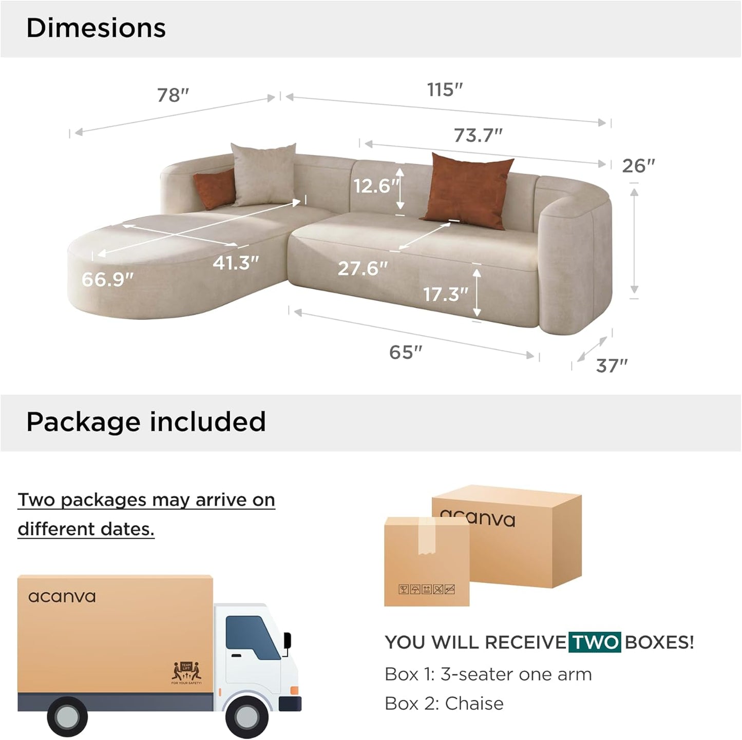 Minimalist Luxury Modern Tight Curved Style Comfy Couch