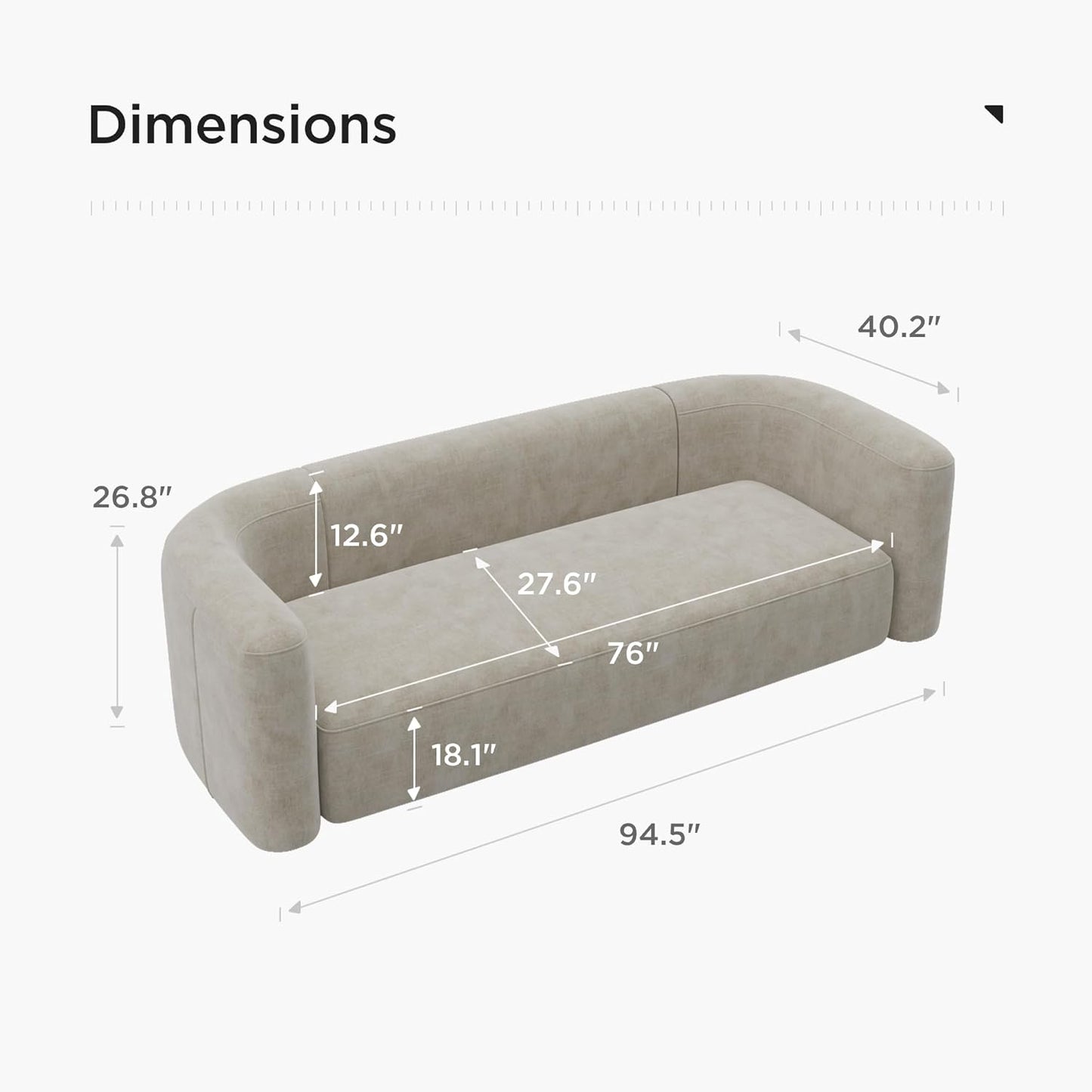 Minimalist Luxury Modern Tight Curved Style Comfy Couch