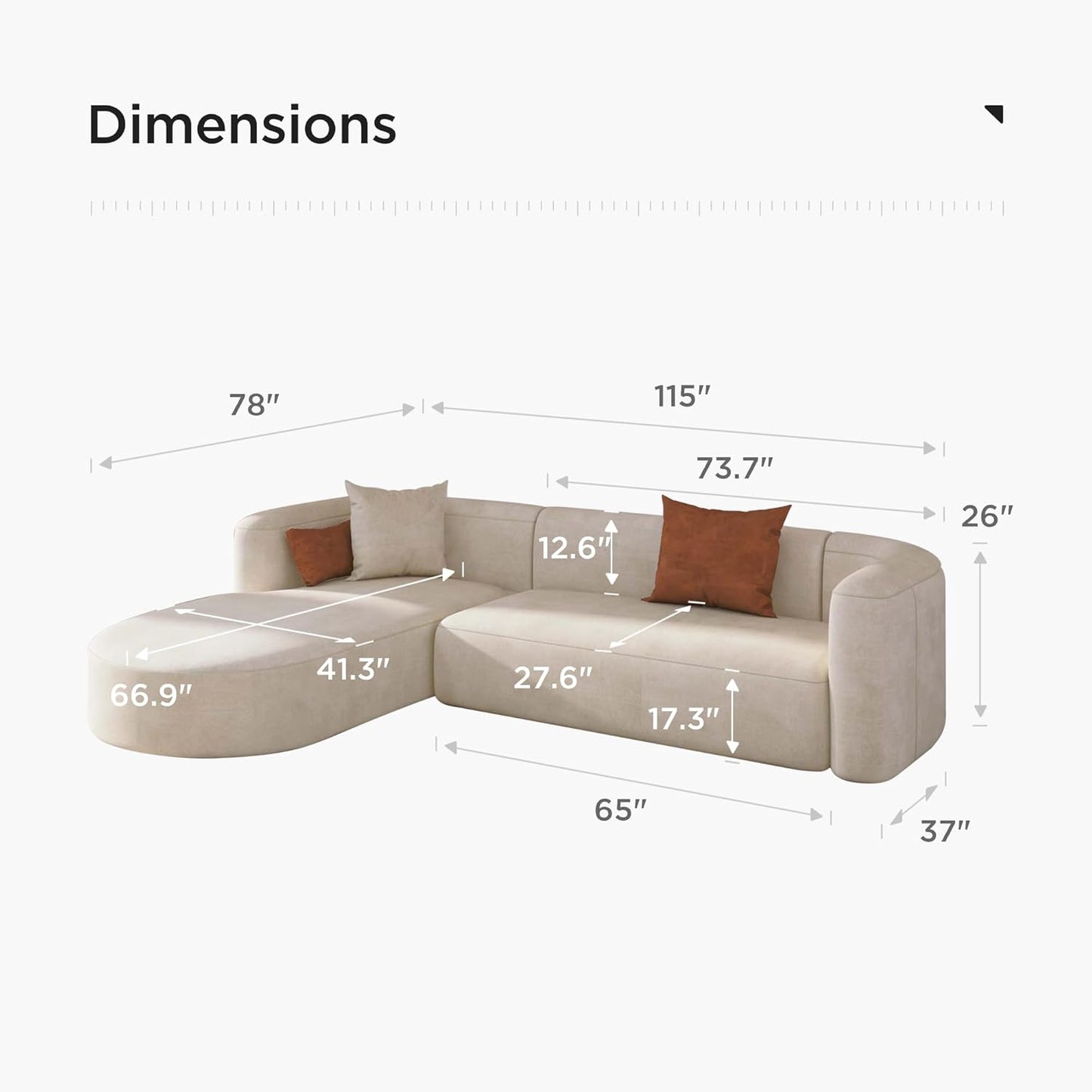 Minimalist Luxury Modern Tight Curved Style Comfy Couch