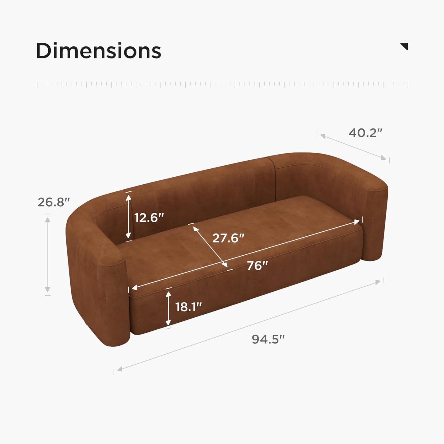 Minimalist Luxury Modern Tight Curved Style Comfy Couch