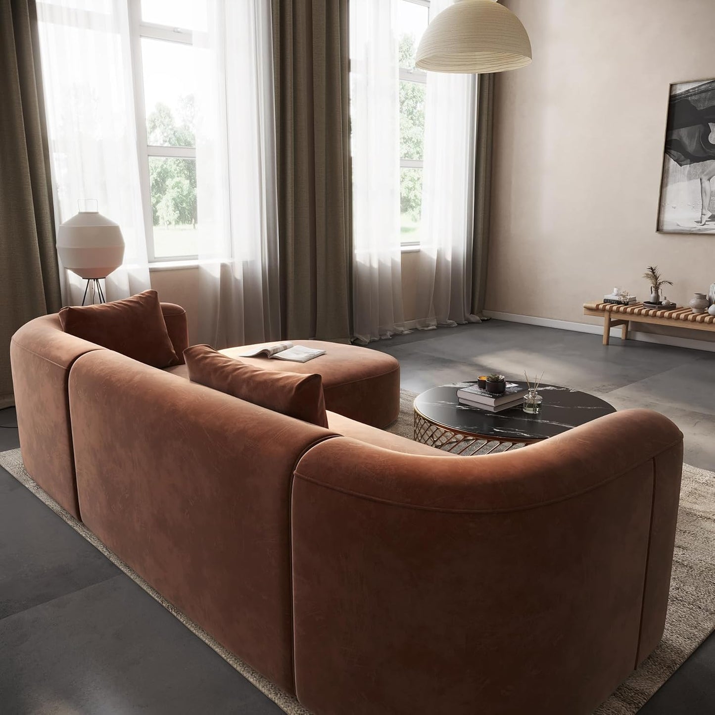Minimalist Luxury Modern Tight Curved Style Comfy Couch