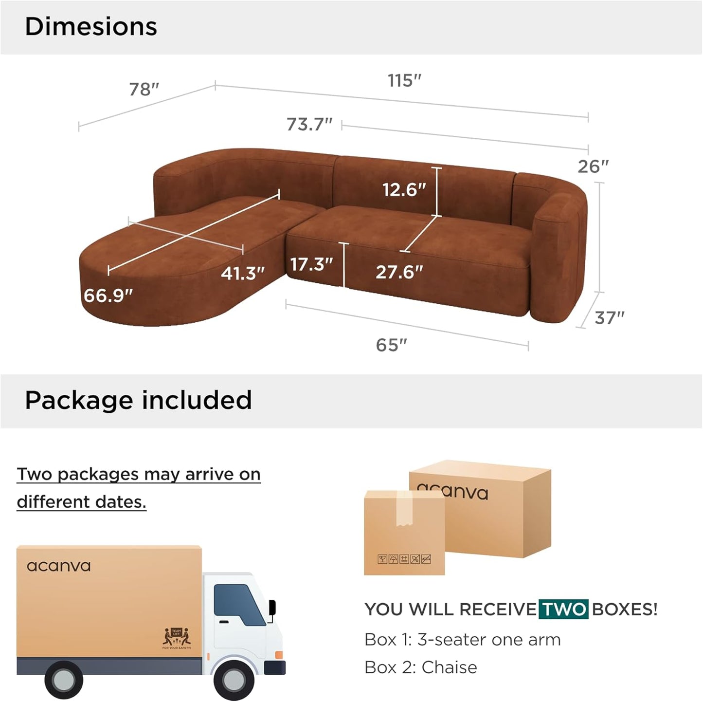 Minimalist Luxury Modern Tight Curved Style Comfy Couch