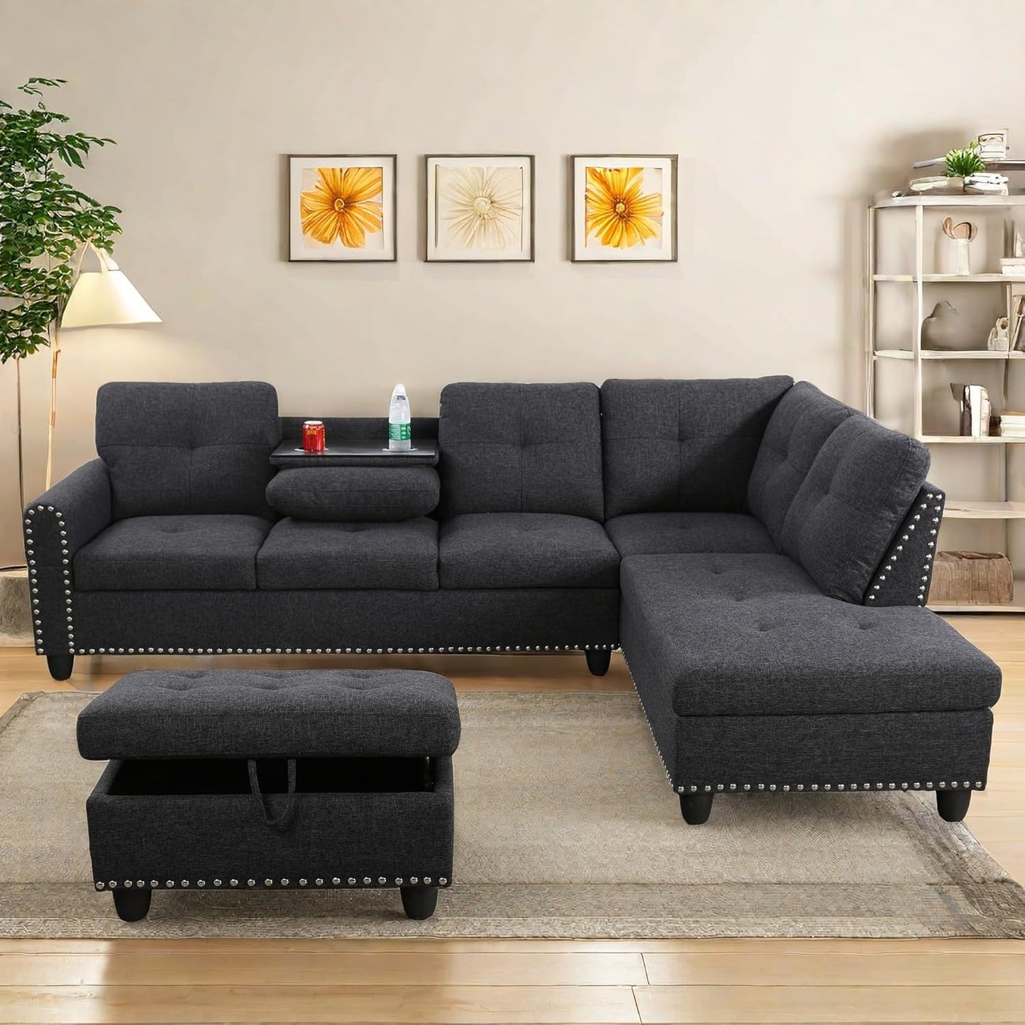 Nail-Head Design Lounge Sofa
