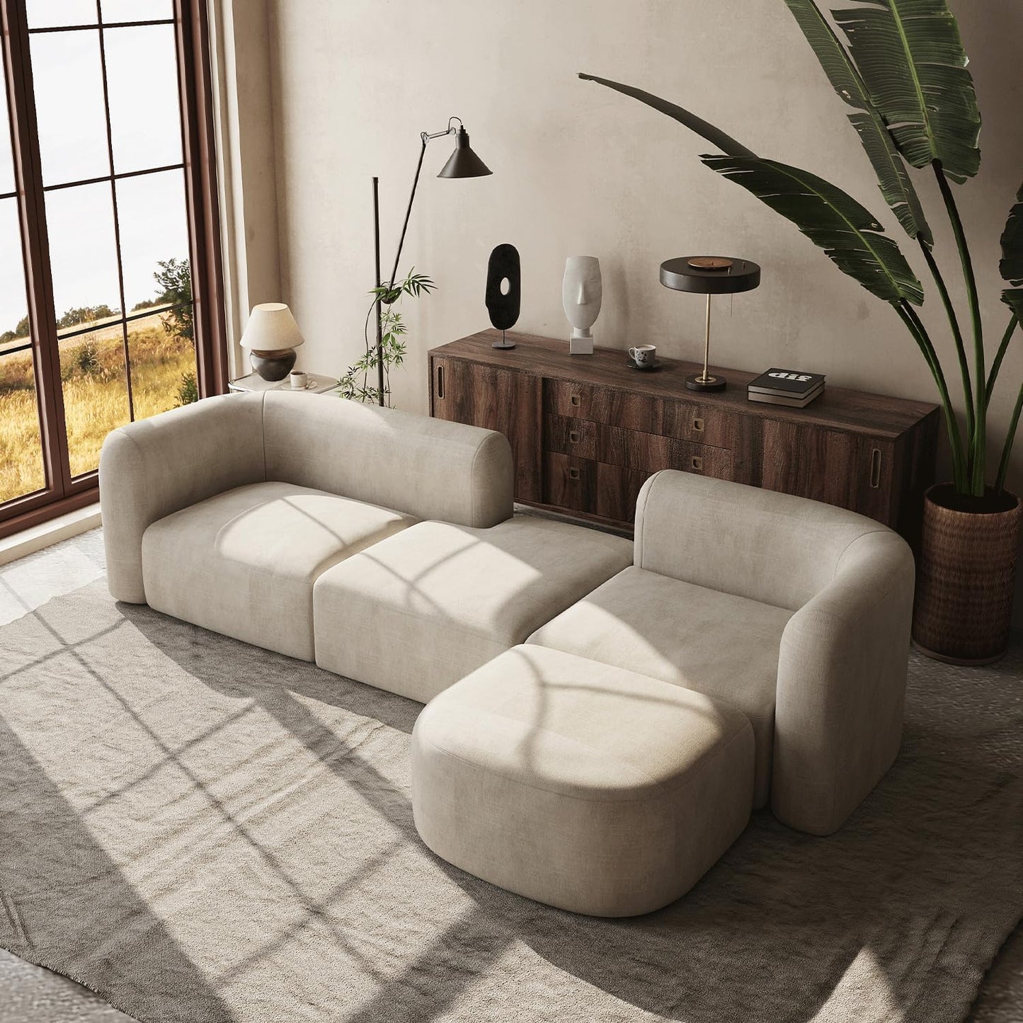 Minimalist Luxury Modern Tight Curved Style Comfy Couch