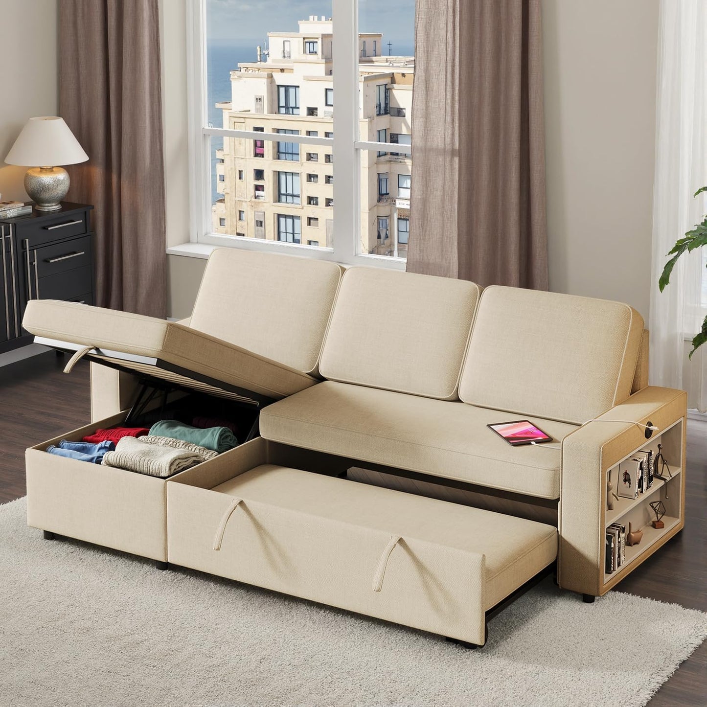 3 in 1 Sleeper Couch with Convertible Storage