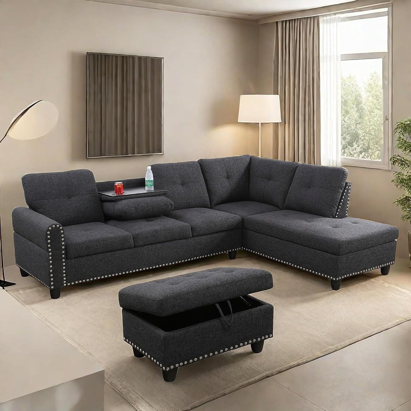 Nail-Head Design Lounge Sofa