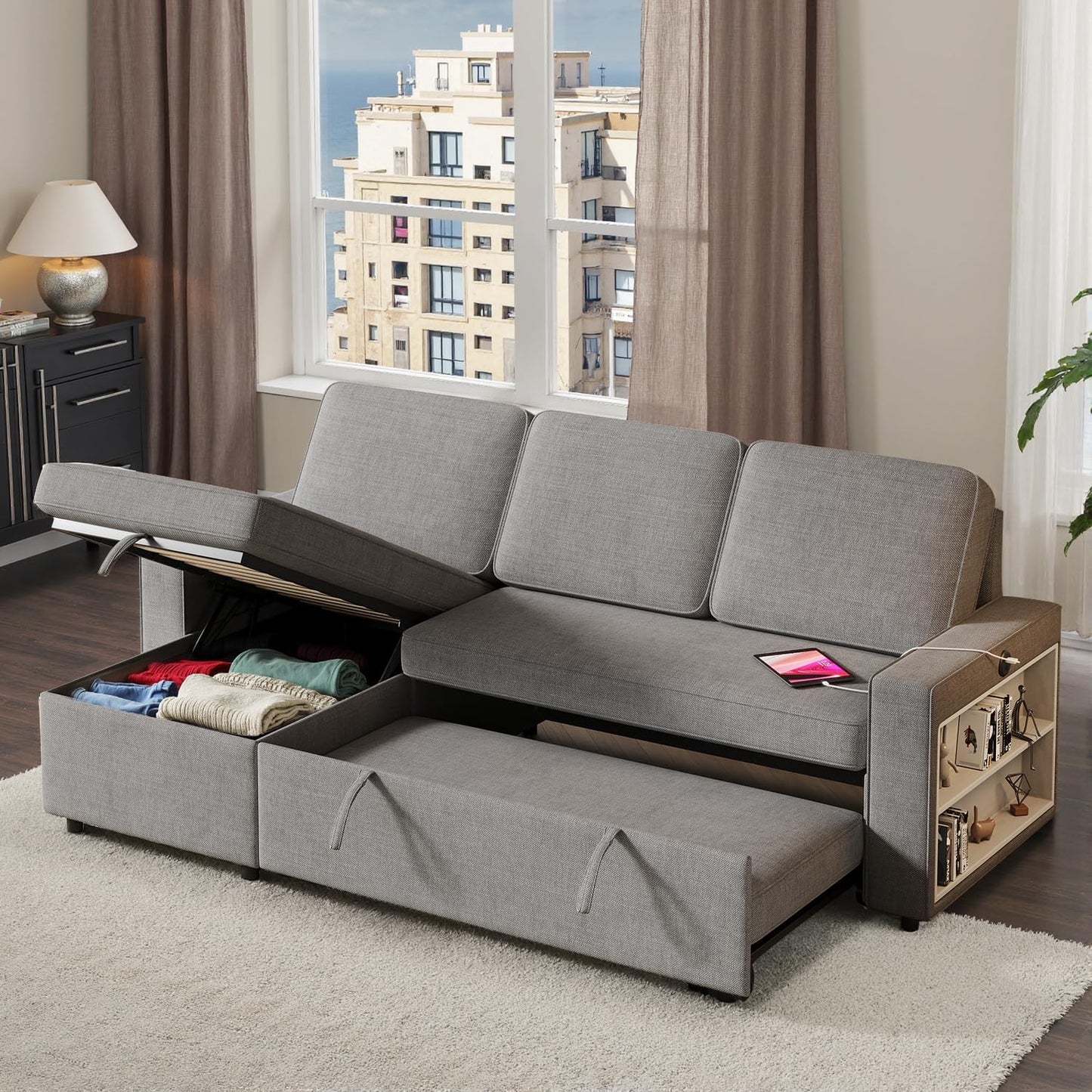 3 in 1 Sleeper Couch with Convertible Storage