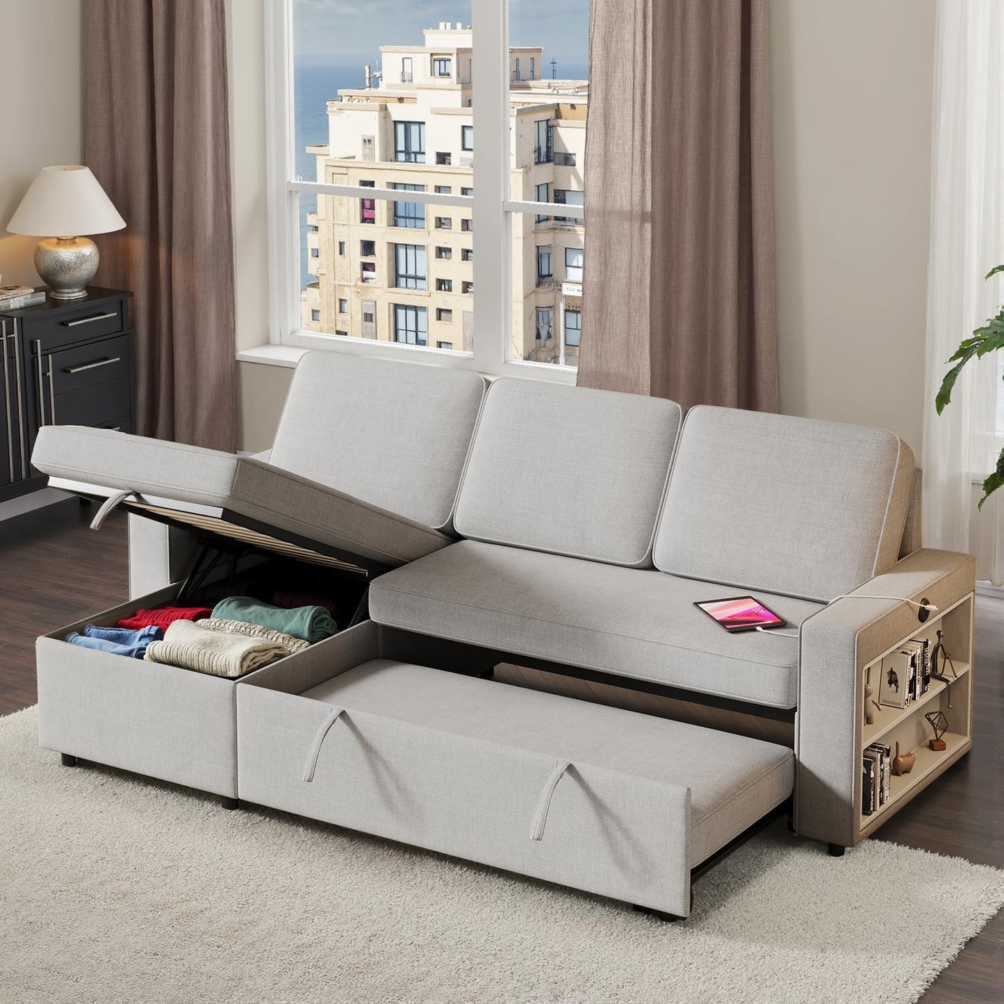 3 in 1 Sleeper Couch with Convertible Storage