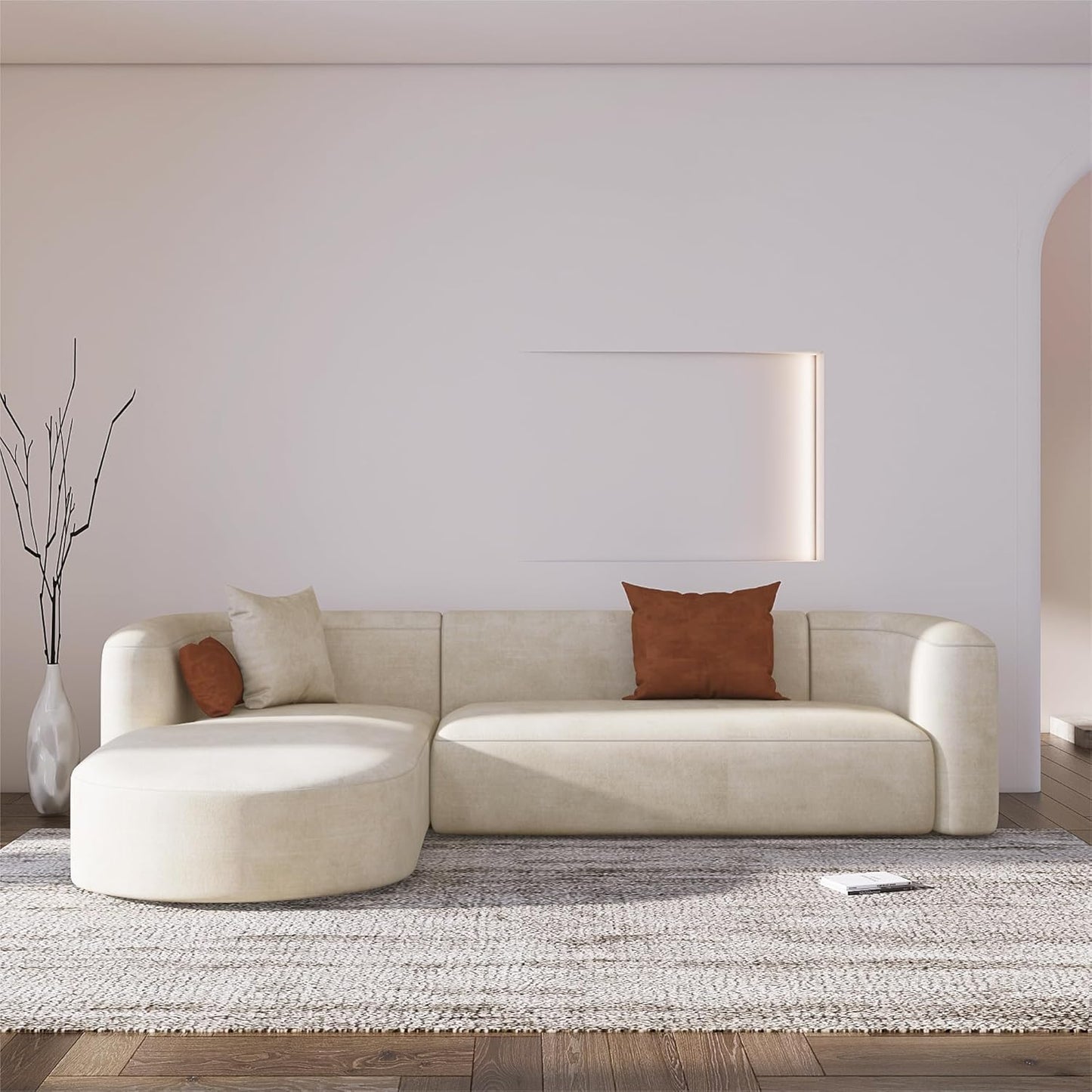 Minimalist Luxury Modern Tight Curved Style Comfy Couch