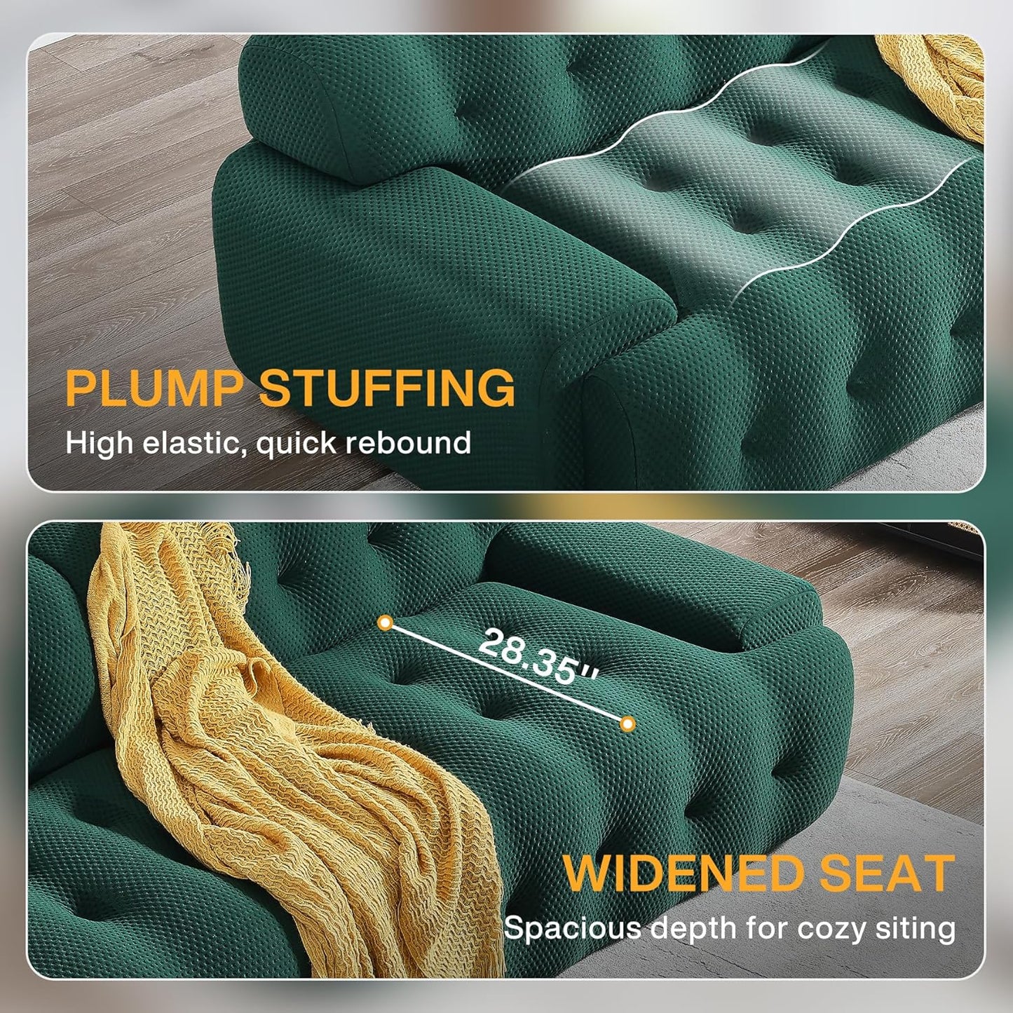 Compressed Couch with Deep Seat