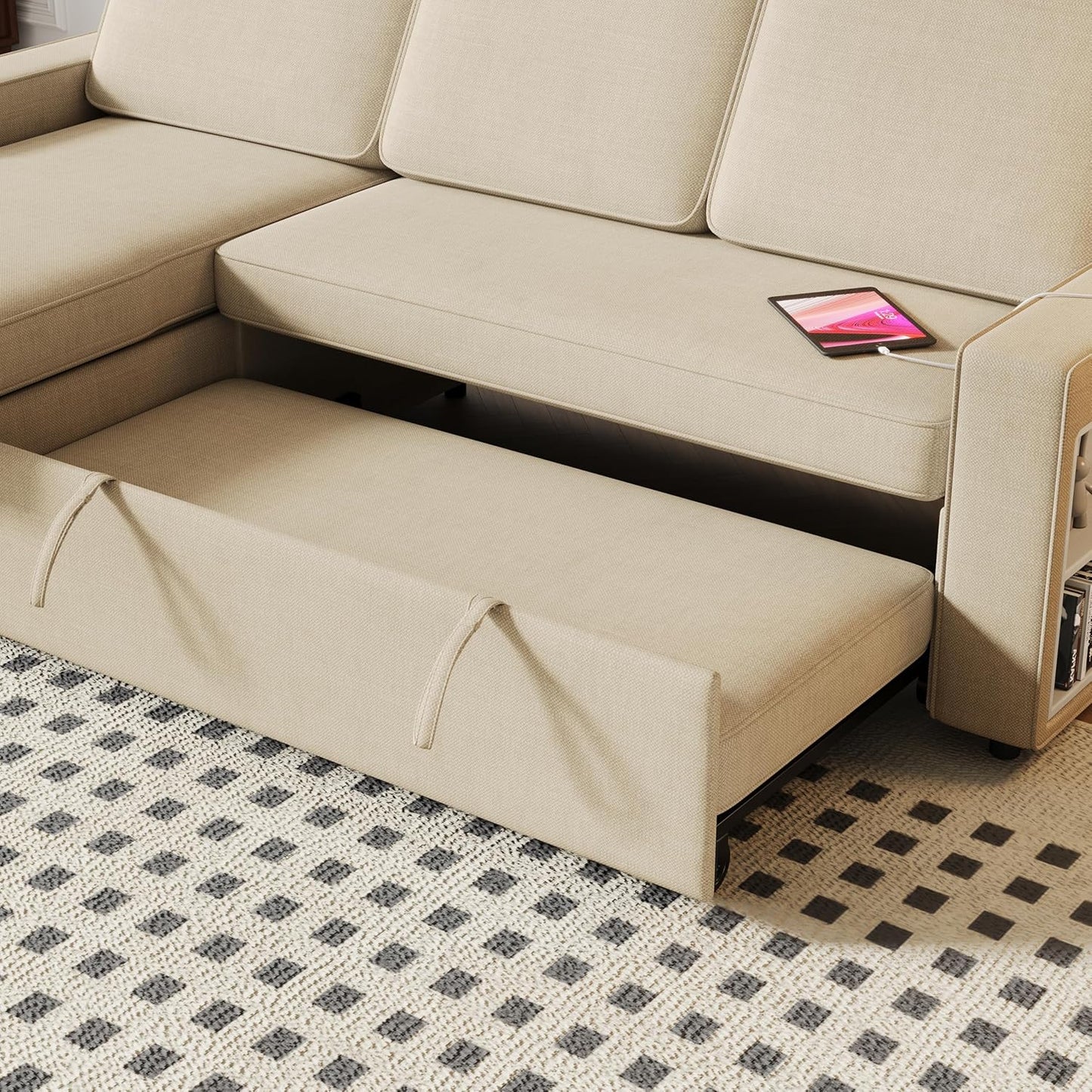 3 in 1 Sleeper Couch with Convertible Storage