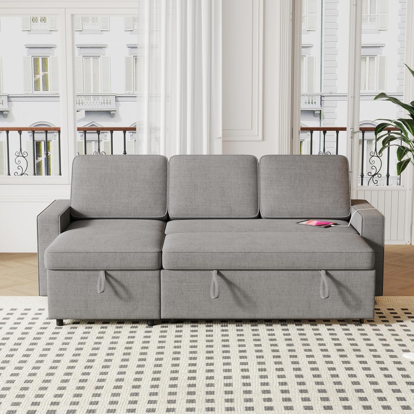 3 in 1 Sleeper Couch with Convertible Storage