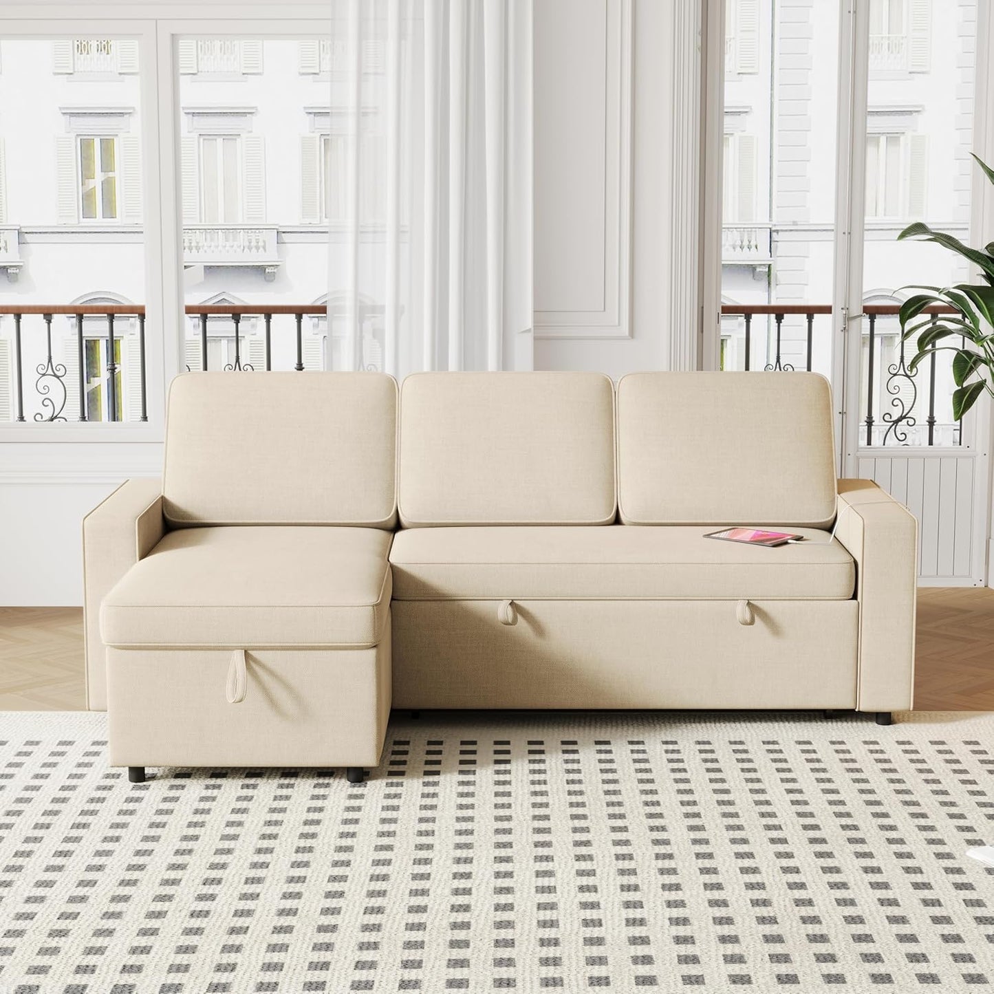 3 in 1 Sleeper Couch with Convertible Storage