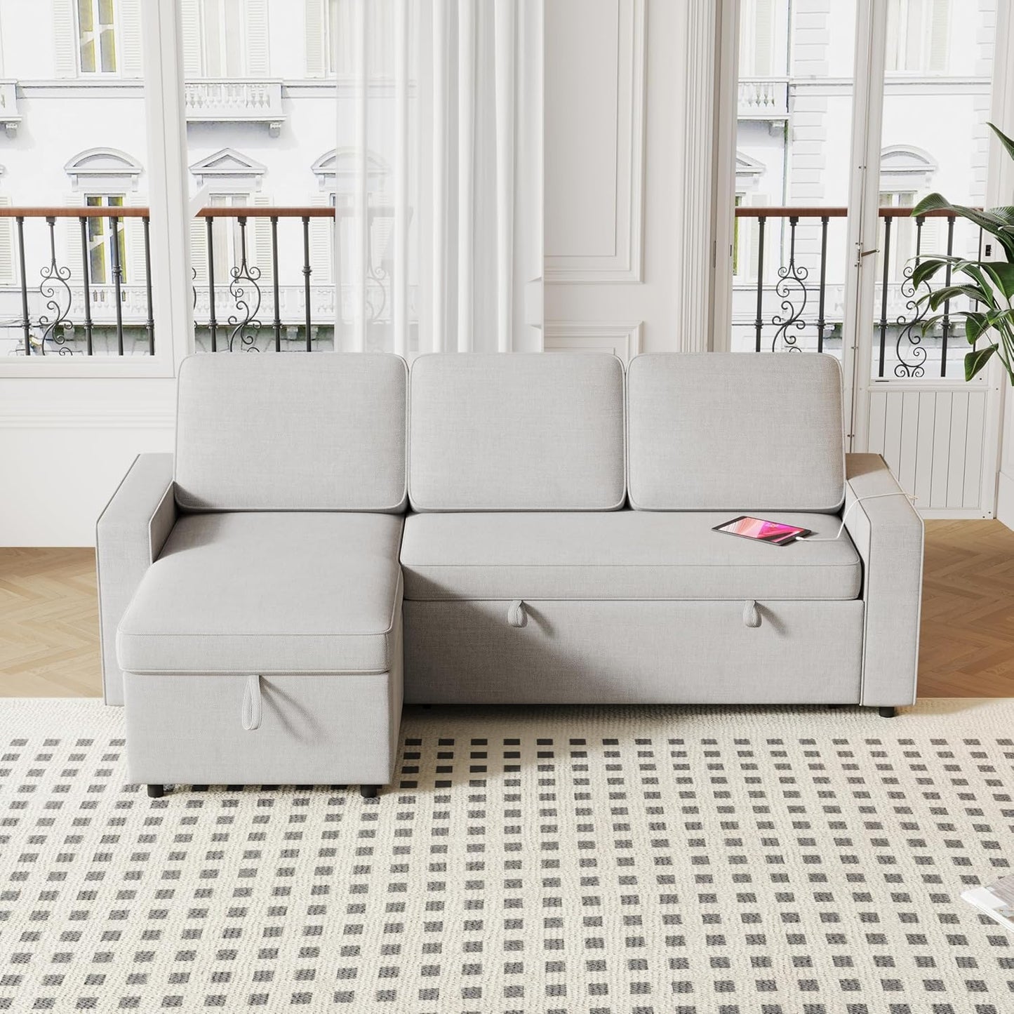 3 in 1 Sleeper Couch with Convertible Storage