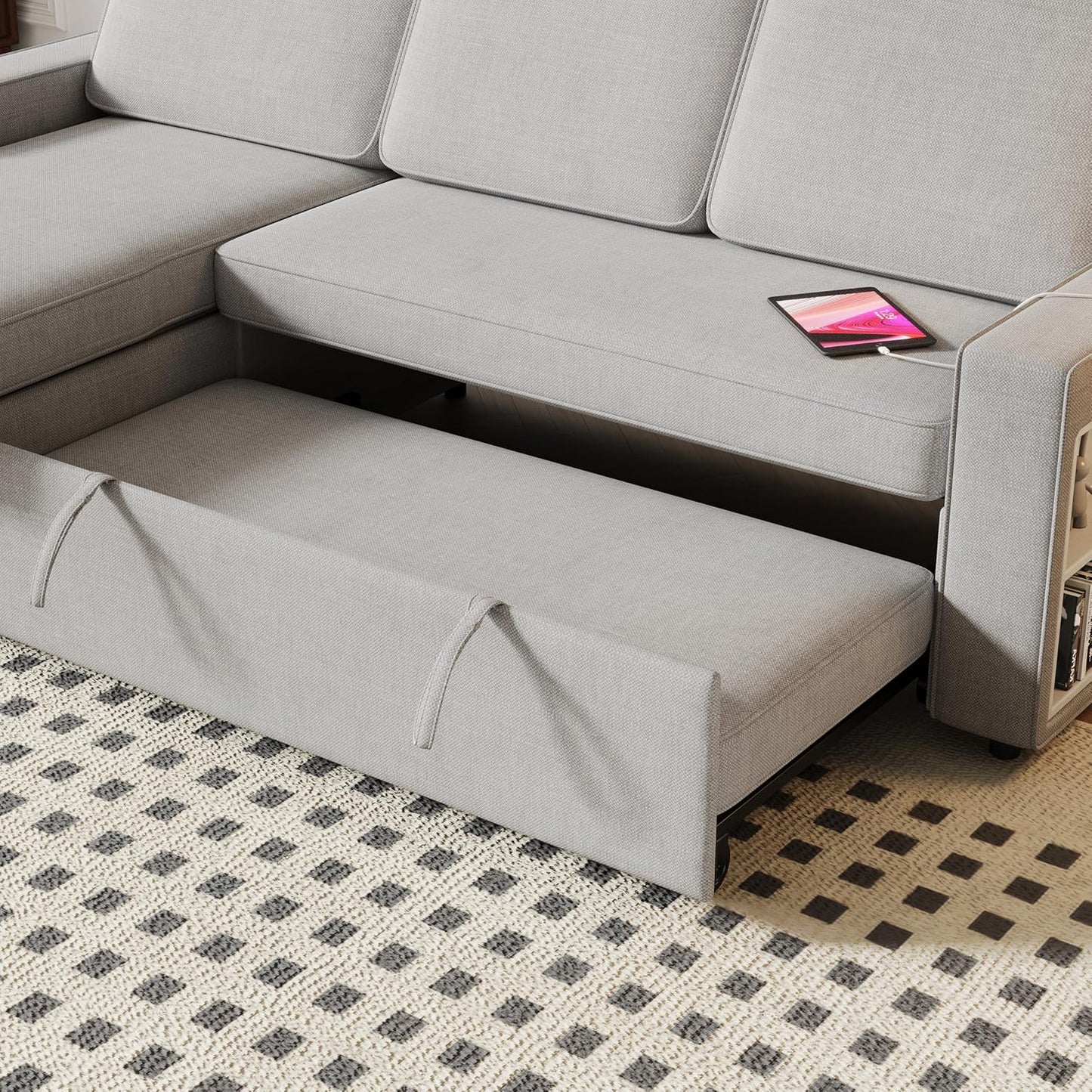3 in 1 Sleeper Couch with Convertible Storage