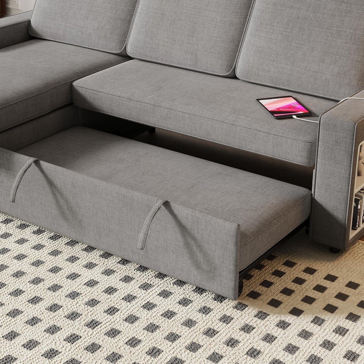 3 in 1 Sleeper Couch with Convertible Storage